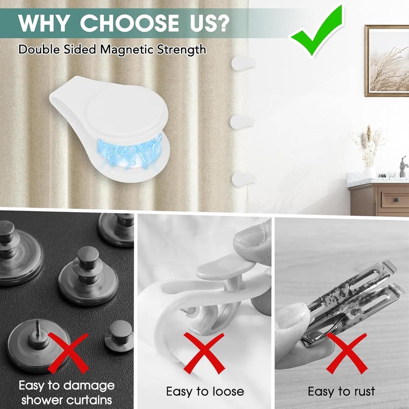 PRATIQUE 3PCS Silicone Magnetic Shower Curtain Clips for Liner, Self Adhesive Bathroom Windproof Splash Proof Multifunctional Fixed Clip Keep Curtain Liner Closed to Wall Shower Curtains Keeper - Image 4